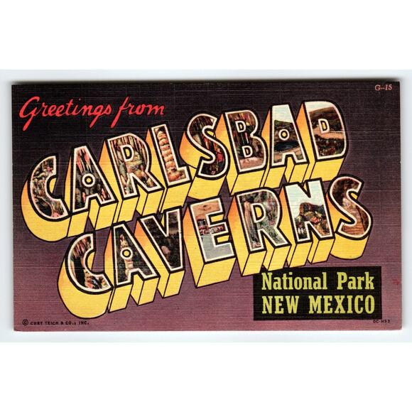 Vintage Linen Postcard the Touch Formation King Vintage Carlsbad Caverns National Park New Mexico Linen Postcard 1940\'s RARE